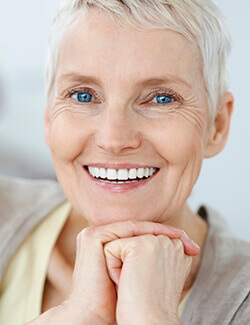 close up of woman's perfect dentures